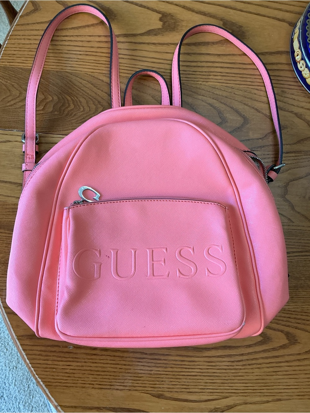 GUESS Pink Backpack with Front Embossed Logo